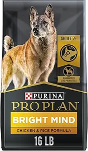 bag of purina pro plan bright mind dog food